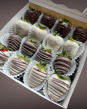Drizzled chocolate covered strawberries
